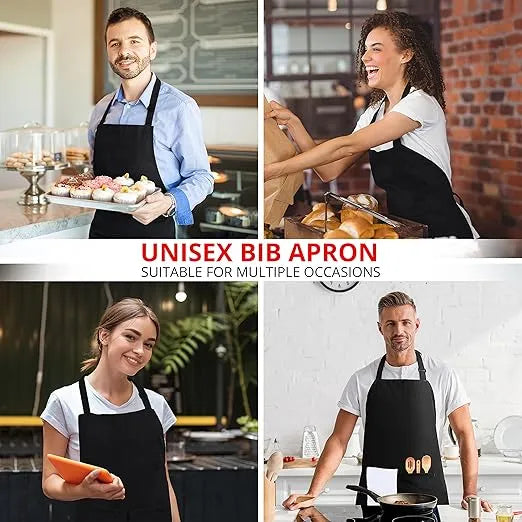 Aeelleea 2 Pack Waterproof Cooking Aprons, 28×32 Inch Adjustable Chef Apron with 2 Pockets, Oil Resistant Unisex Kitchen Apron for Baking Grilling