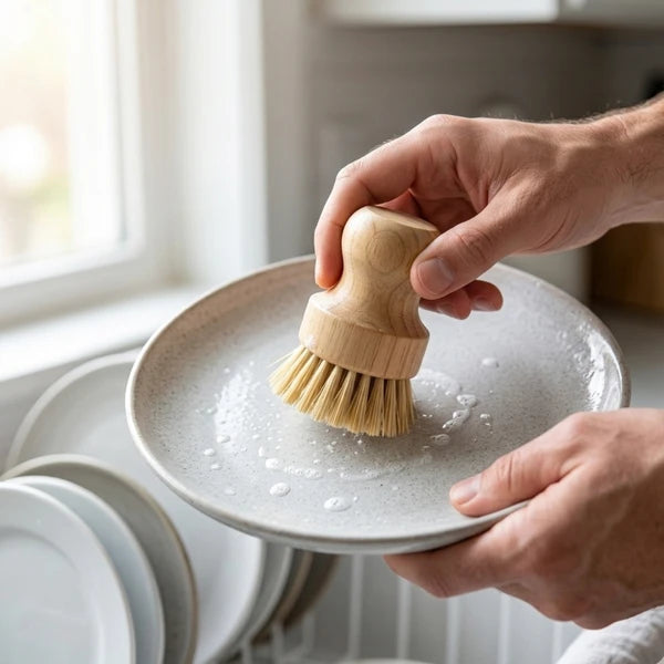 8pc Kitchen Accessories Set - Bamboo Dish Brush, Avocado Slicer, Garlic Press & Peeler, Dumpling Maker & Tongs, Hand Wash