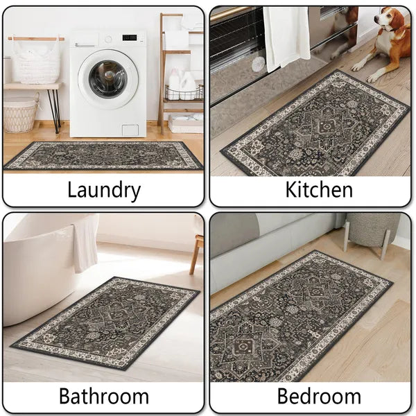 3 Piece Washable Kitchen Rug Set, Non Slip TPR Backing Absorbent Floor Mats for Sink, Farmhouse Kitchen Decor