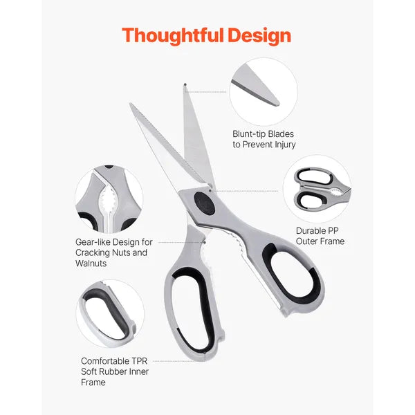 2 Pack Heavy Duty Stainless Steel Kitchen Shears, Sharp Multipurpose Kitchen Scissors for Meat, Chicken Bone, Vegetables & Herbs, Dishwasher Safe