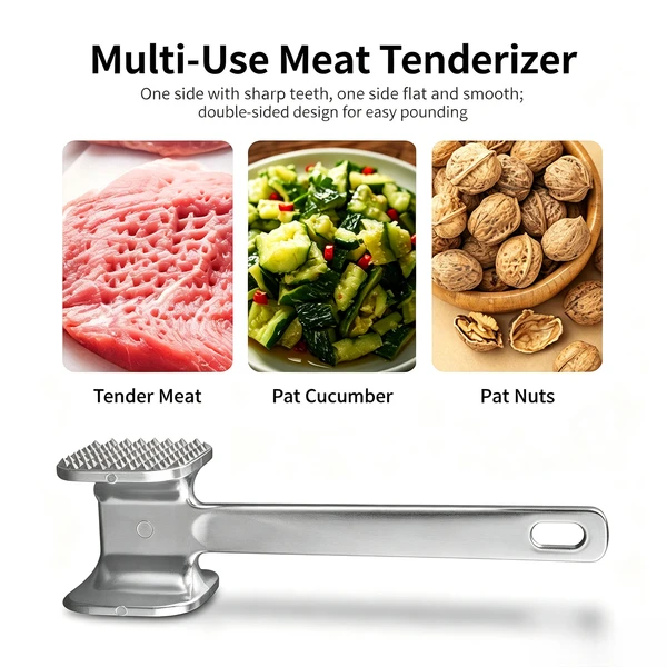Meat Tenderizer Hammer, Aluminum Alloy Dual-Sided Steak Mallet, Heavy Duty Meat Pounder for Beef Chicken Pork