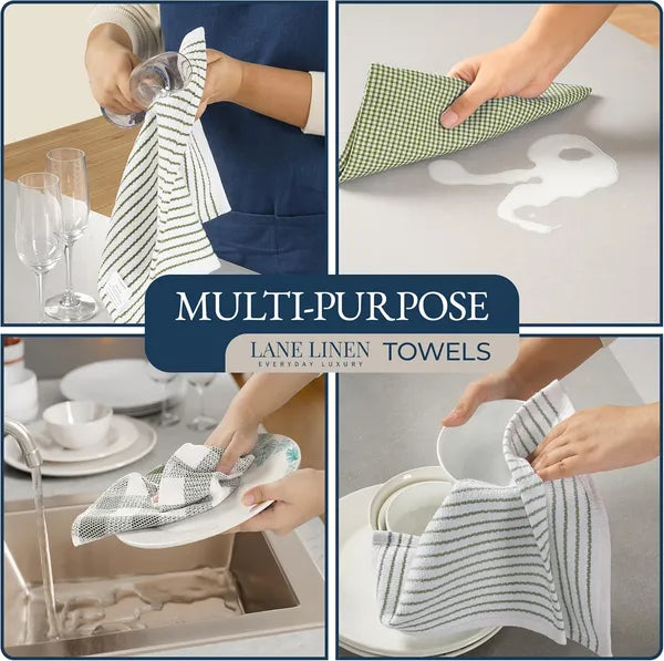 20 Pack Kitchen Towels & Pot Holders Set, Olive Green Cotton Dish Towels, Flour Sack Tea Towels, Absorbent Hand Towels & Heat Resistant Oven Mitts