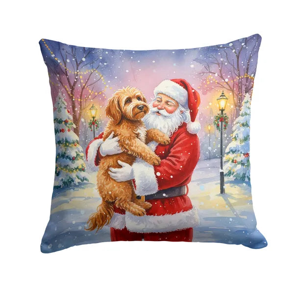 Aeelleea Labradoodle Santa Claus Pillow 18x18 Christmas Dog Decor