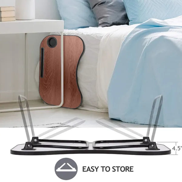 Laptop Bed Tray Table, Foldable Lap Desk with Cup Holder and Phone Slot, Portable Bed Desk for Sofa Couch