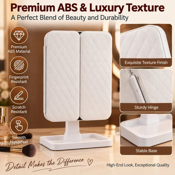 Aeelleea LED Lighted Foldable Makeup Mirror,1X/2X/3X Magnification,Touch Control Vanity Mirror with Storage Tray for Dresser Desktop  # 2. 商品英文介绍 + 参数