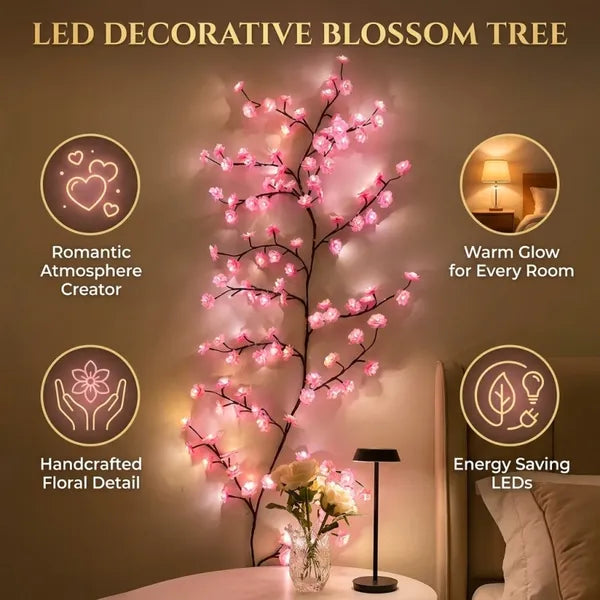 Aeelleea LED Cherry Blossom Branch Vine Lights with Remote, 8 Modes USB Powered, Indoor Wall Decor for Bedroom Home
