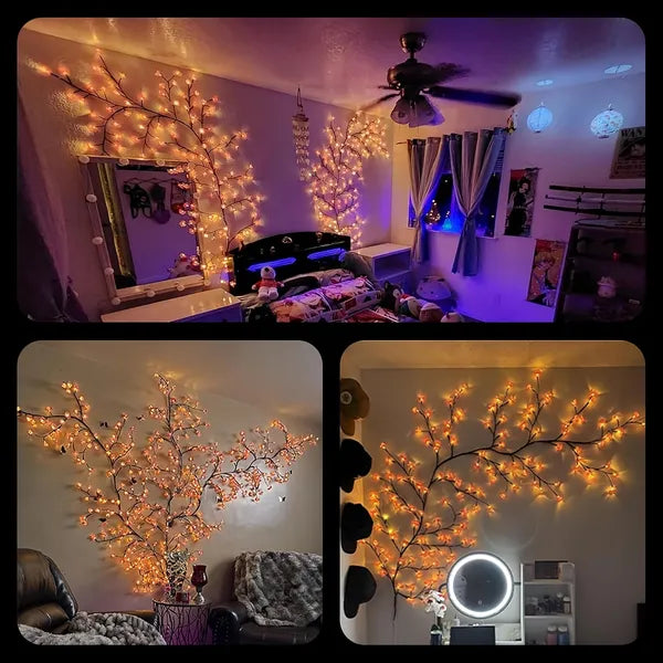 Aeelleea Cherry Blossom Willow Vine LED Branch Lights 6.2FT,96LED 8 Modes Remote Floral String Lights for Bedroom Wall Christmas Halloween Decor