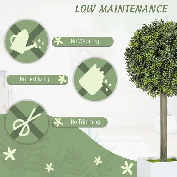 Set of 2 Lifelike Faux Boxwood Topiary Balls, 114‑PE‑Leaf Artificial Greenery with Planter for Home & Office Indoor Decor