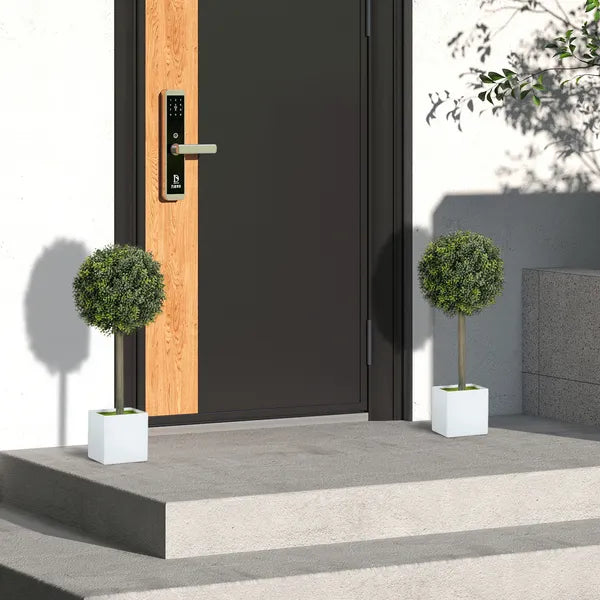 Set of 2 Lifelike Faux Boxwood Topiary Balls, 114‑PE‑Leaf Artificial Greenery with Planter for Home & Office Indoor Decor