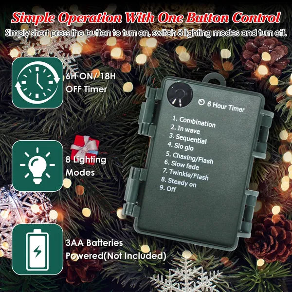 Aeelleea 2Pcs Artificial Snowy Christmas Tree, 50 Warm LED Lights, Timer IP44 Waterproof Tabletop Xmas Tree with Berries Ornaments