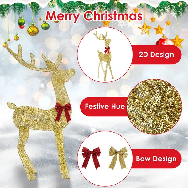 Lighted Christmas Reindeer & Sleigh Indoor Outdoor Christmas Decoration