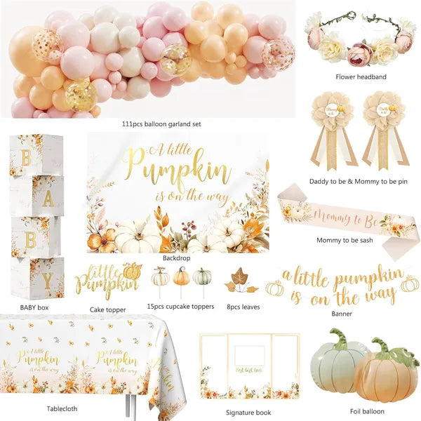 Little Pumpkin Baby Shower Decorations Set, A Little Pumpkin Is On The Way Fall Gender Reveal Party Supplies