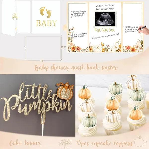 Little Pumpkin Baby Shower Decorations Set, A Little Pumpkin Is On The Way Fall Gender Reveal Party Supplies