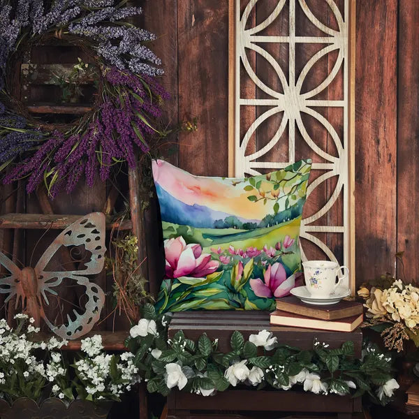 Aeelleea Louisiana Magnolias Watercolor Pillow 18x18 Machine Washable Indoor Outdoor