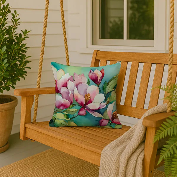 Aeelleea Louisiana Magnolias Watercolor Pillow 18x18 Machine Washable Indoor Outdoor