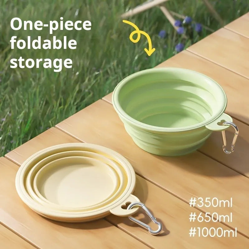 Portable Collapsible Dog Bowl, Foldable Silicone Travel Pet Bowl with Carabiner Clip, Lightweight Food & Water Bowl for Dogs and Cats Outdoor Walking Hiking Camping