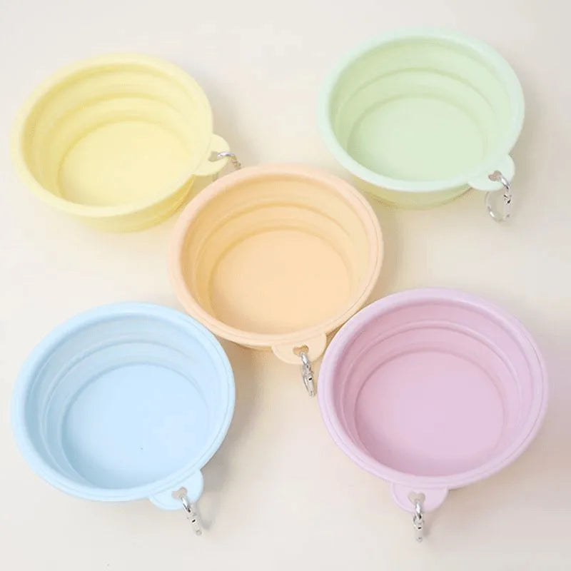 Portable Collapsible Dog Bowl, Foldable Silicone Travel Pet Bowl with Carabiner Clip, Lightweight Food & Water Bowl for Dogs and Cats Outdoor Walking Hiking Camping