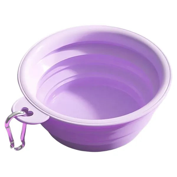 Portable Collapsible Dog Bowl, Foldable Silicone Travel Pet Bowl with Carabiner Clip, Lightweight Food & Water Bowl for Dogs and Cats Outdoor Walking Hiking Camping