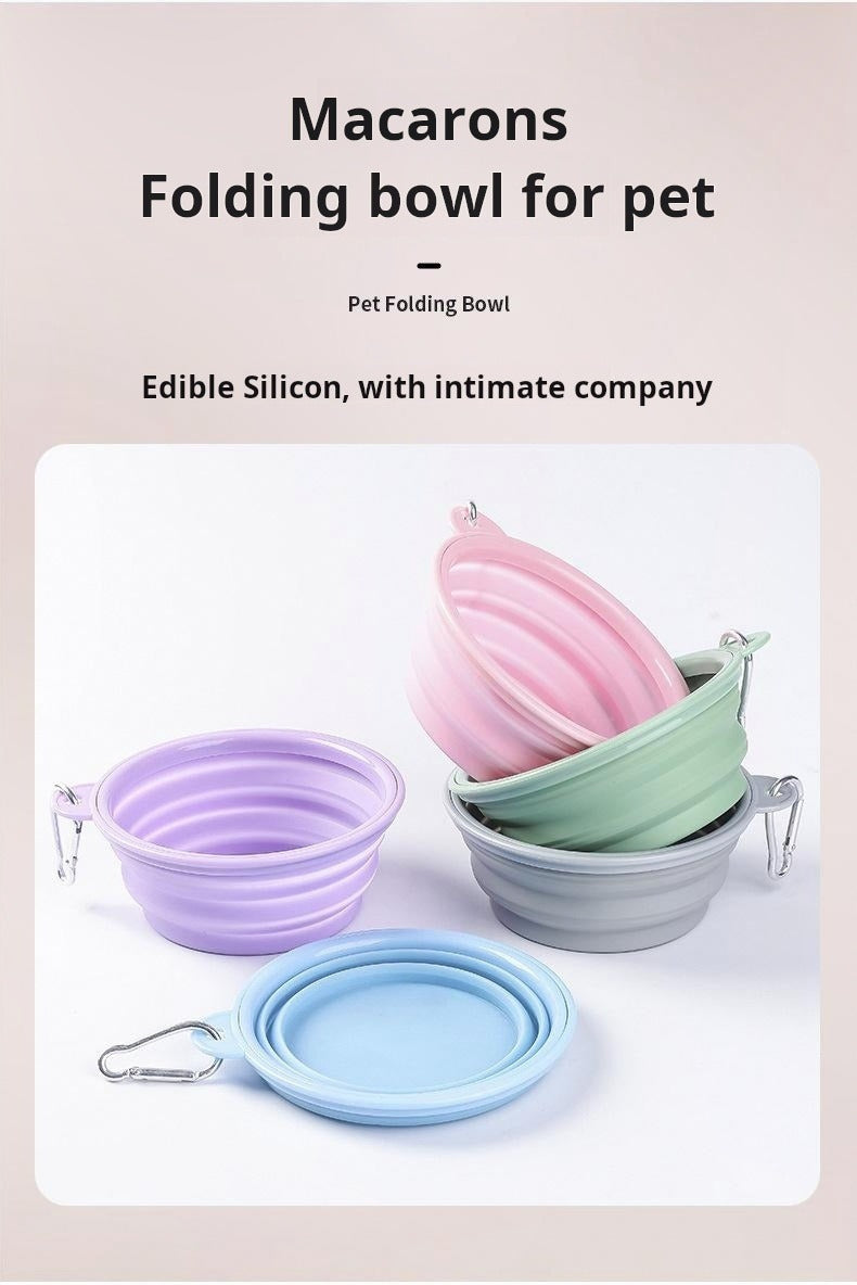 Portable Collapsible Dog Bowl, Foldable Silicone Travel Pet Bowl with Carabiner Clip, Lightweight Food & Water Bowl for Dogs and Cats Outdoor Walking Hiking Camping