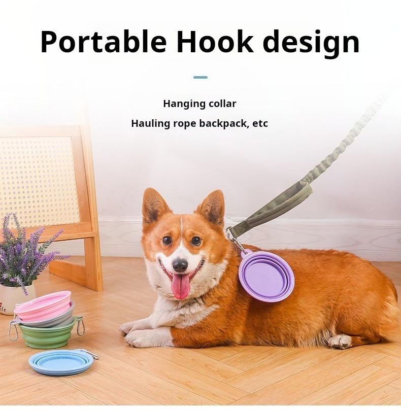 Portable Collapsible Dog Bowl, Foldable Silicone Travel Pet Bowl with Carabiner Clip, Lightweight Food & Water Bowl for Dogs and Cats Outdoor Walking Hiking Camping