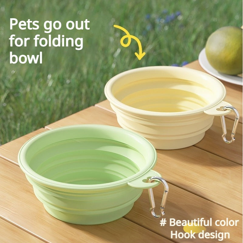 Portable Collapsible Dog Bowl, Foldable Silicone Travel Pet Bowl with Carabiner Clip, Lightweight Food & Water Bowl for Dogs and Cats Outdoor Walking Hiking Camping