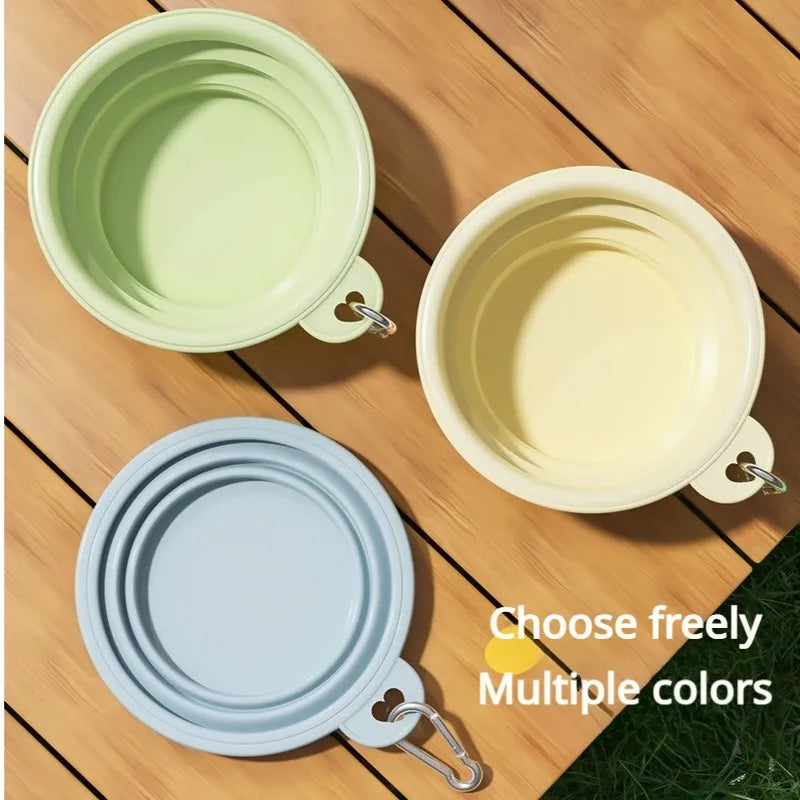 Portable Collapsible Dog Bowl, Foldable Silicone Travel Pet Bowl with Carabiner Clip, Lightweight Food & Water Bowl for Dogs and Cats Outdoor Walking Hiking Camping