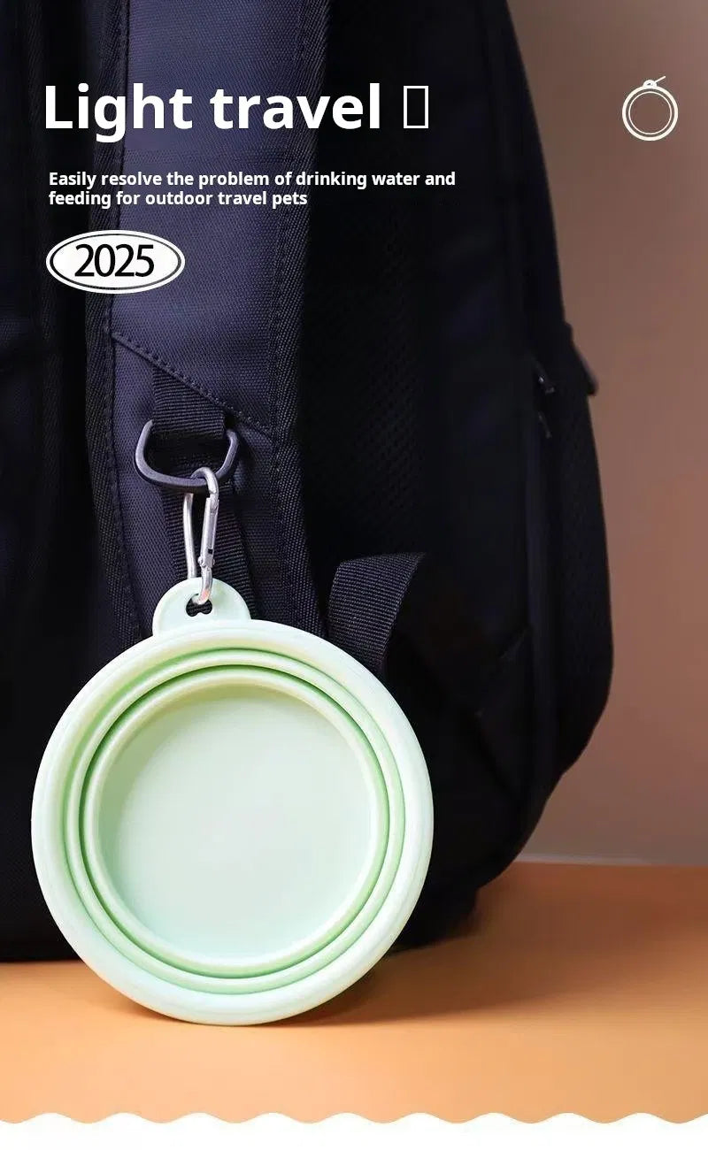Portable Collapsible Dog Bowl, Foldable Silicone Travel Pet Bowl with Carabiner Clip, Lightweight Food & Water Bowl for Dogs and Cats Outdoor Walking Hiking Camping