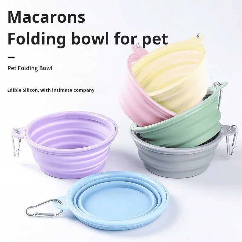 Portable Collapsible Dog Bowl, Foldable Silicone Travel Pet Bowl with Carabiner Clip, Lightweight Food & Water Bowl for Dogs and Cats Outdoor Walking Hiking Camping