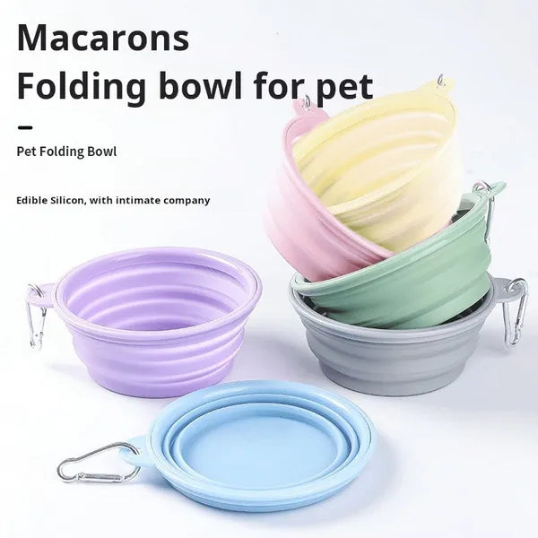 Portable Collapsible Dog Bowl, Foldable Silicone Travel Pet Bowl with Carabiner Clip, Lightweight Food & Water Bowl for Dogs and Cats Outdoor Walking Hiking Camping