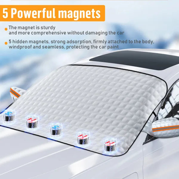 Aeelleea Magnetic Car Windshield Snow Cover, Winter Ice Frost Guard, All Season Sunshade Protector for Car SUV Truck