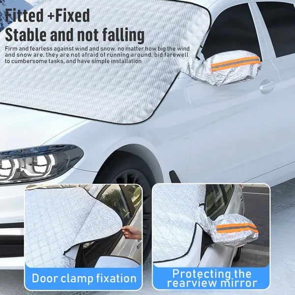 Aeelleea Magnetic Car Windshield Snow Cover, Winter Ice Frost Guard, All Season Sunshade Protector for Car SUV Truck
