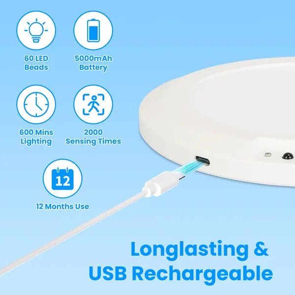 Rechargeable Magnetic LED Ceiling Light, Motion Sensor, 3 Color Modes, Wireless Drill-Free Ceiling Lamp for Hallway Closet Stairs