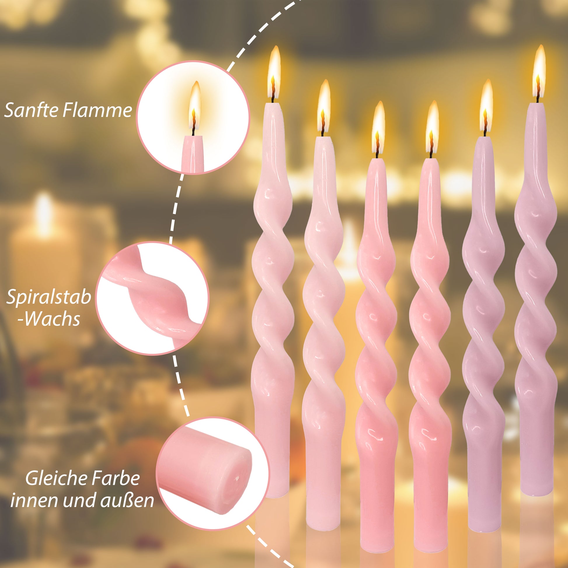 Spiral Taper Candle Twisted Candle 10 Inch Long Tapered Wax Candle Colored Candle Sticks Colorful Twisting Candles for Wedding Home Dinner Party Women Gifts, 6 Pack