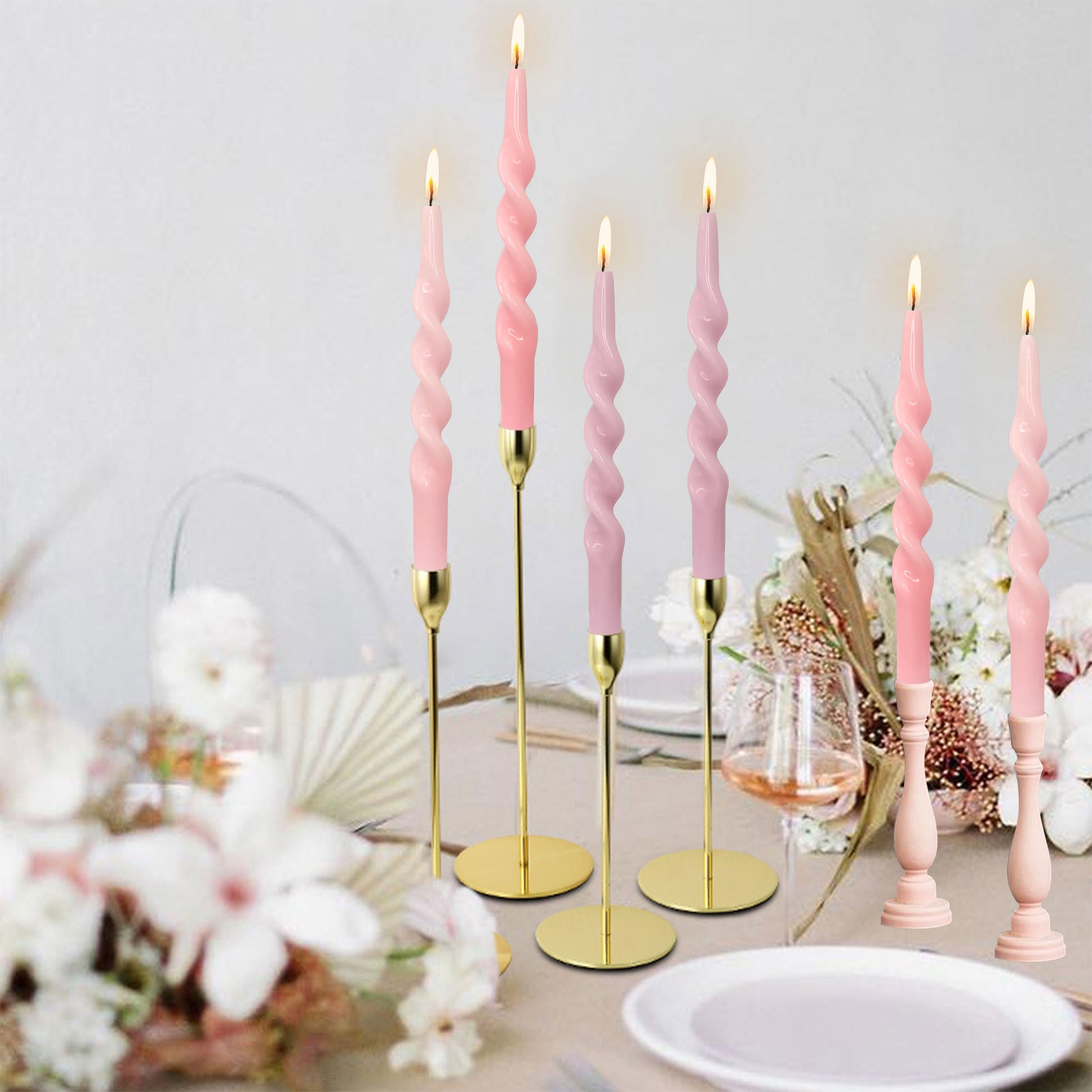 Spiral Taper Candle Twisted Candle 10 Inch Long Tapered Wax Candle Colored Candle Sticks Colorful Twisting Candles for Wedding Home Dinner Party Women Gifts, 6 Pack