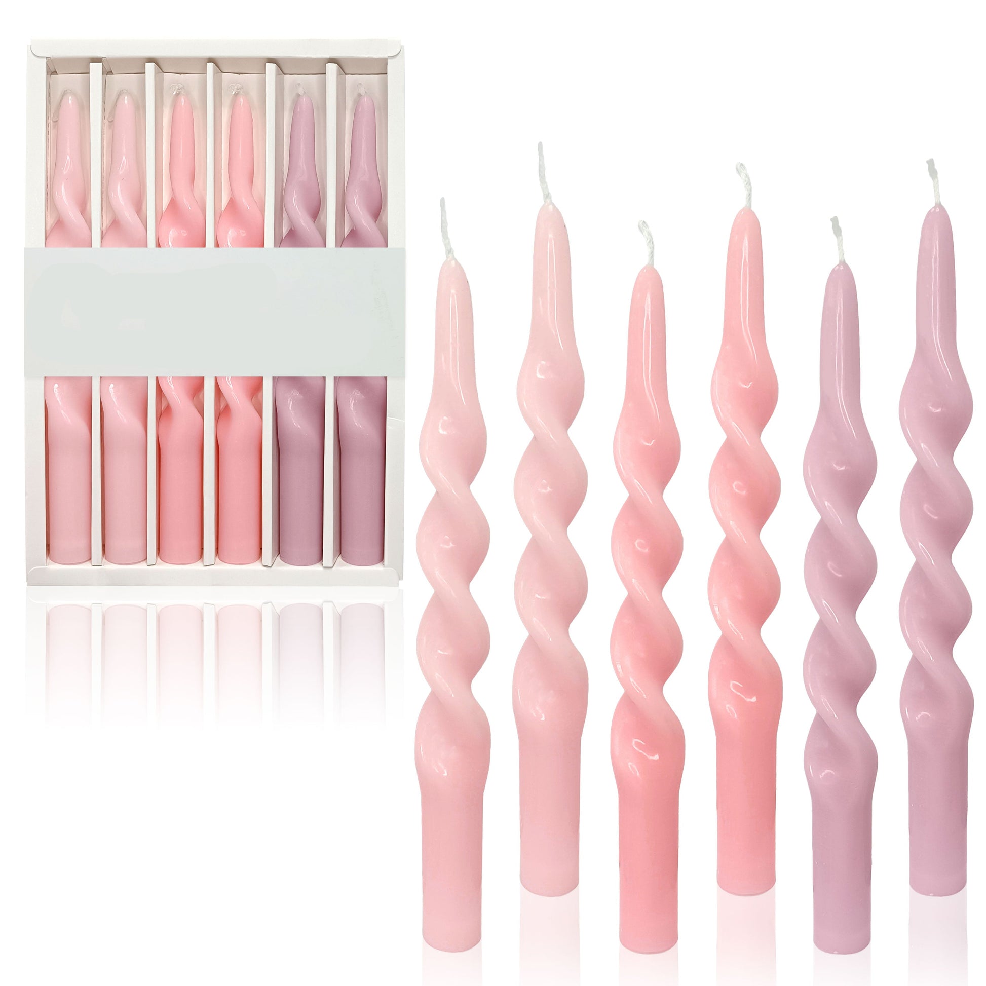 Spiral Taper Candle Twisted Candle 10 Inch Long Tapered Wax Candle Colored Candle Sticks Colorful Twisting Candles for Wedding Home Dinner Party Women Gifts, 6 Pack