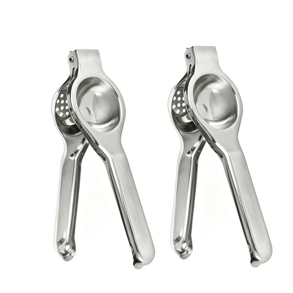 AEELLEEA Stainless Steel Manual Lemon Squeezer 2 Pack, Handheld Citrus Juicer for Lemon Lime Orange, Hand Press Fruit Juicer for Kitchen Bar