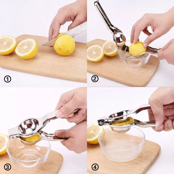 AEELLEEA Stainless Steel Manual Lemon Squeezer 2 Pack, Handheld Citrus Juicer for Lemon Lime Orange, Hand Press Fruit Juicer for Kitchen Bar