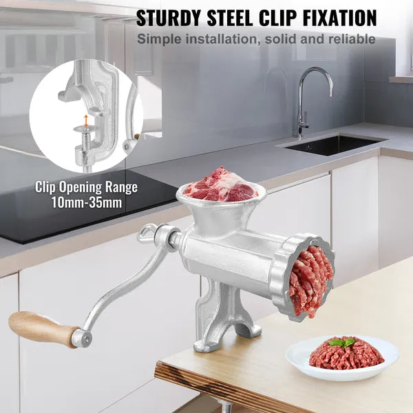 AEELLEEA Manual Cast Iron Meat Grinder 10.7" x 6.3" x 4.2", Hand Crank Mincer with Sausage Tubes for Home Kitchen Use