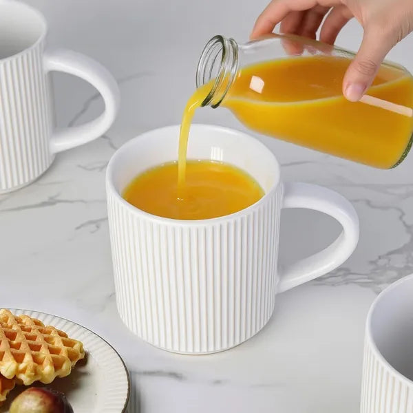 Aeelleea Matte White Coffee Mug Set of 4, 12oz Ceramic Mugs with Handle, Microwave & Dishwasher Safe for Coffee Tea Hot Cocoa Milk