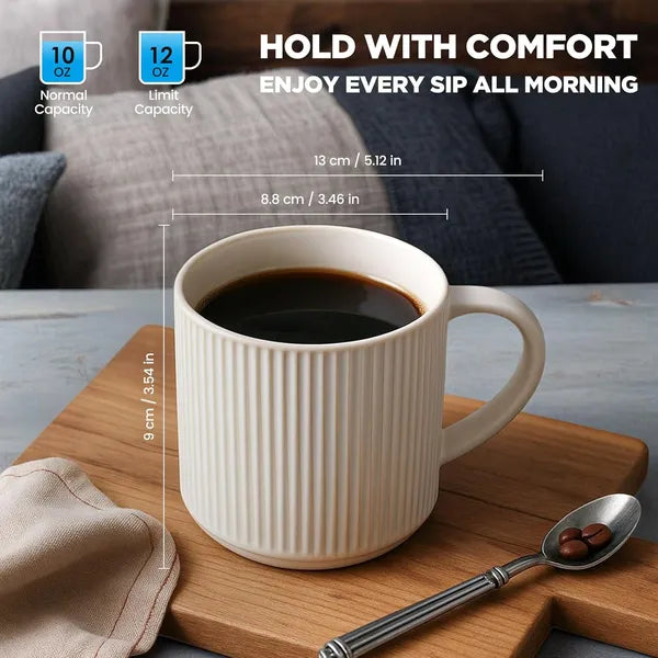 Aeelleea Matte White Coffee Mug Set of 4, 12oz Ceramic Mugs with Handle, Microwave & Dishwasher Safe for Coffee Tea Hot Cocoa Milk