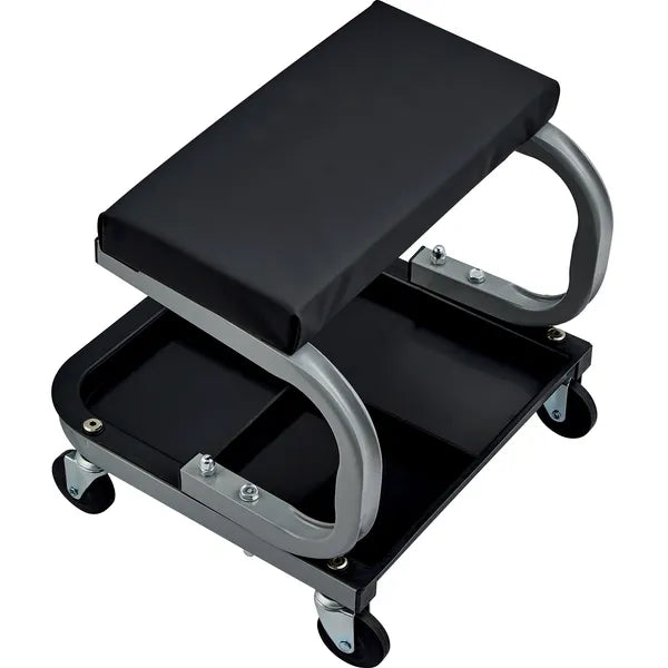 Mechanics Stool Garage Rolling Creeper Seat with Tool Tray 250 lbs Capacity Padded Cushion 4 Swivel Casters for Auto Repair Workshop
