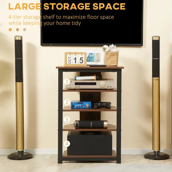 Aeelleea 4-Tier Industrial Corner Storage Shelf, 23.5×15.75×33.75 Inch Wooden Display Rack with Metal Frame for Home Office