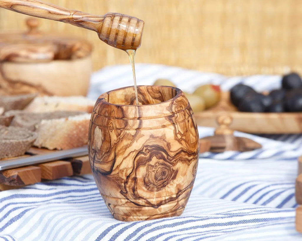 AEELLEEA Olive Wood Kitchen Utensil Set 25-Piece Handcrafted Mediterranean Cutting Board Mortar and Pestle Cooking Dining Serving Tabletop