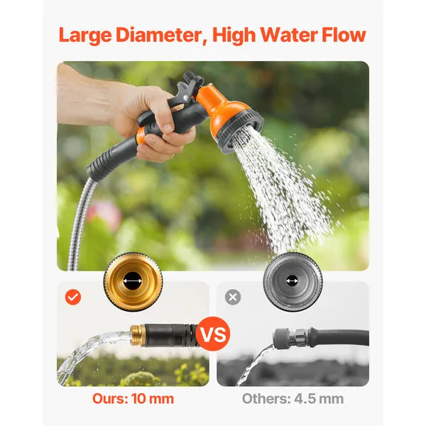 50ft 304 Stainless Steel Metal Garden Hose, Kink-Free Puncture Proof Outdoor Water Hose