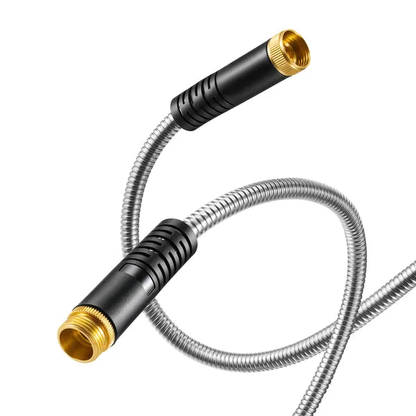 75FT Rustproof Stainless Steel Metal Garden Hose, Flexible No-Kink Water Hose with 8-Function Spray Nozzle for Yard Outdoor