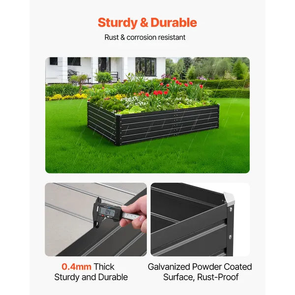Aeelleea Galvalume Metal Raised Garden Bed 6.7x3x1.5ft Open Bottom Outdoor Planter Vegetables Gray