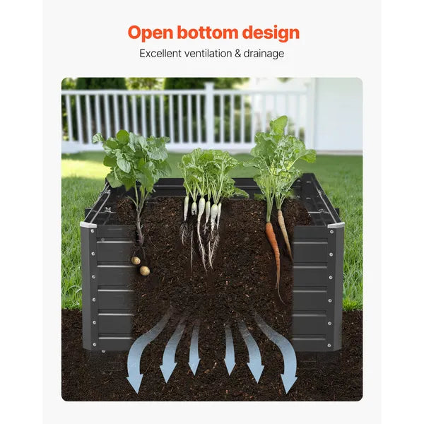 Aeelleea Galvalume Metal Raised Garden Bed 6.7x3x1.5ft Open Bottom Outdoor Planter Vegetables Gray