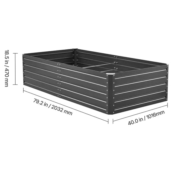 Aeelleea Galvalume Metal Raised Garden Bed 6.7x3x1.5ft Open Bottom Outdoor Planter Vegetables Gray