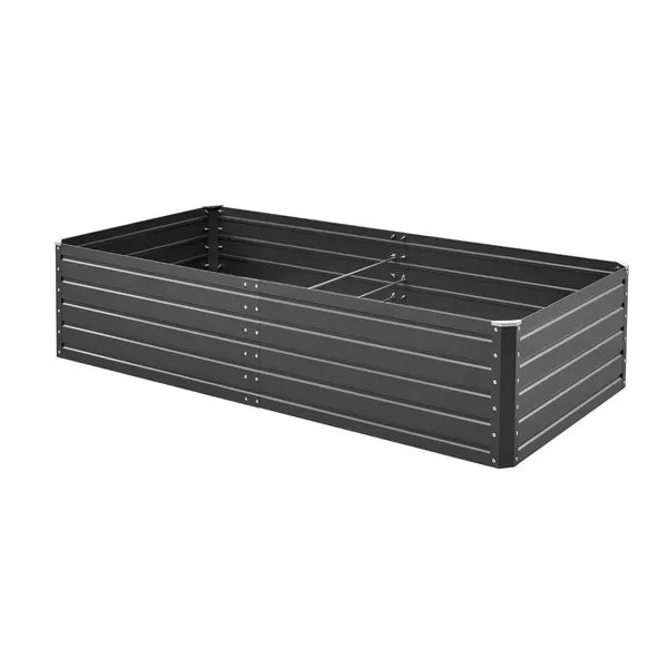Aeelleea Galvalume Metal Raised Garden Bed 6.7x3x1.5ft Open Bottom Outdoor Planter Vegetables Gray