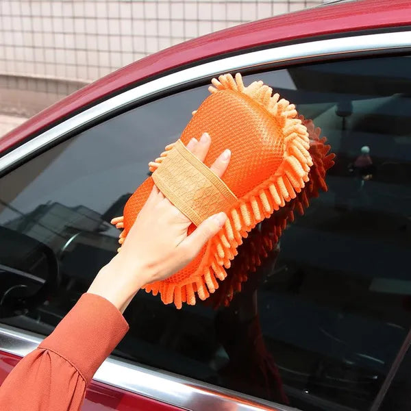 Dual-Sided Microfiber  Wash Mitt - Scratch-Free Chenille & Mesh Sponge